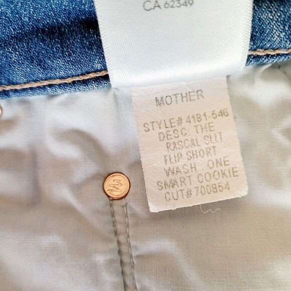 Mother Rascal Slit Flip Jean Shorts Womens 28 Blue High Rise One Smart Cookie - Picture 6 of 10